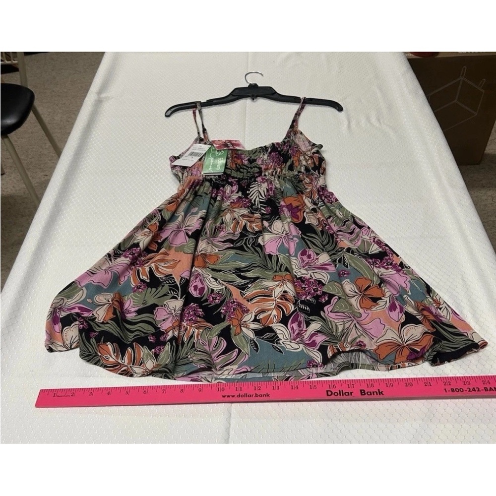 Roxy Tropical EcoVero Beachy Floral Midi Linen Spaghetti Strap Dress Size S. NWT - Picture 9 of 10